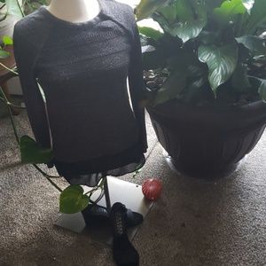 Gray sweater with black sheer